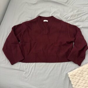 Maroon Babaton V-Neck Sweater